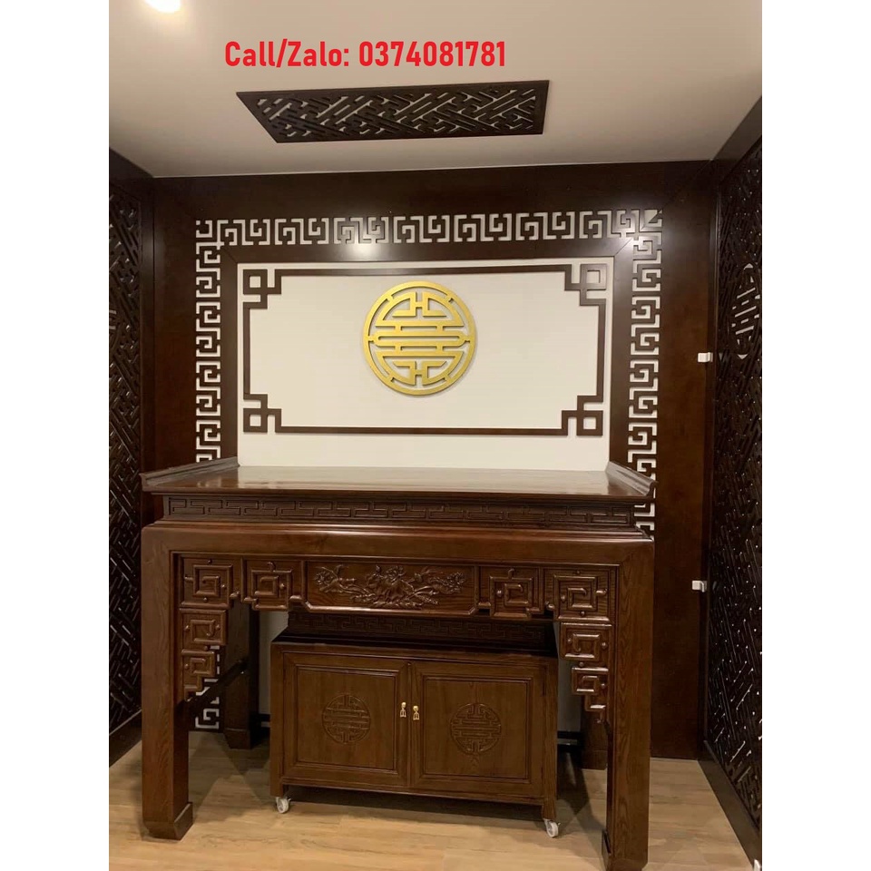 Bàn thờ chung cư gỗ sồi kèm tủ cơm cao cấp