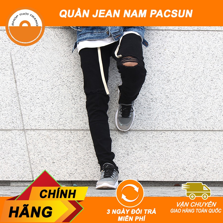 QUẦN JEANS ĐEN PHỐI ZIP PACSUN