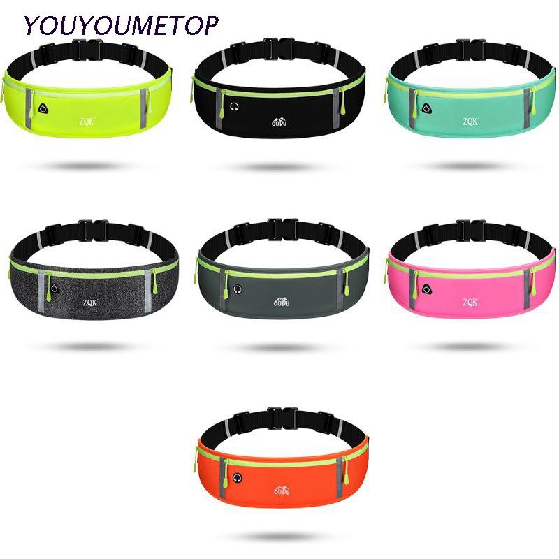 YOUYO 3 Pockets Running Belt Phone Pouch Waist Bag Reflective Strip Sports Travel Fanny Pack for Men Women