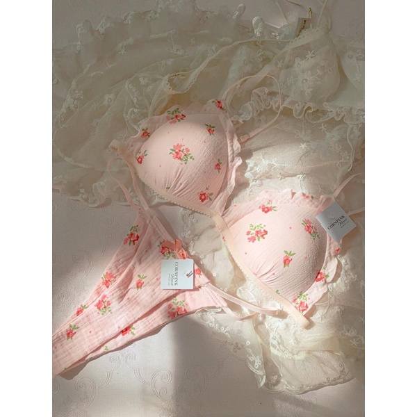 Cornpink House 🌷 Muslin Hoa Nhí Hồng | Đồ lót nữ sexy dễ thương | Vải muslin mềm mại | Có mút | Thiết kế độc quyền