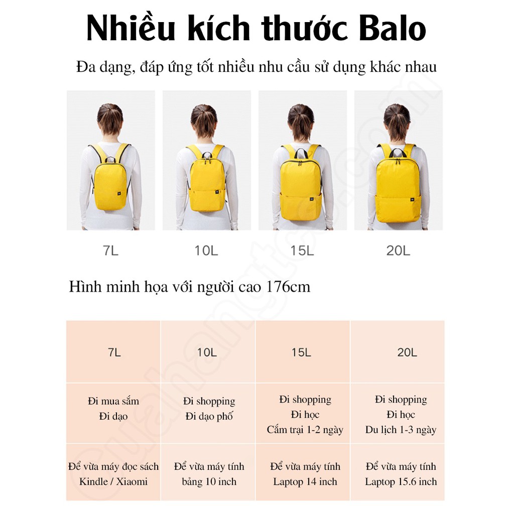 Balo mini đeo vai Xiaomi Backpack small 7L, 10L, 20L