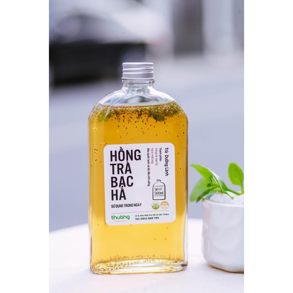 Chai thủy tinh dẹt vai vát nắp nhôm 500ml  - Đựng cà phê, nước ép, cold brew,...