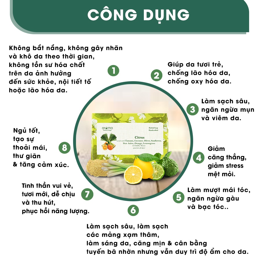 [ AROMA ] Xà Phòng Thủ Công Sả Cam - Citrus Handcrafted Soap 100gr