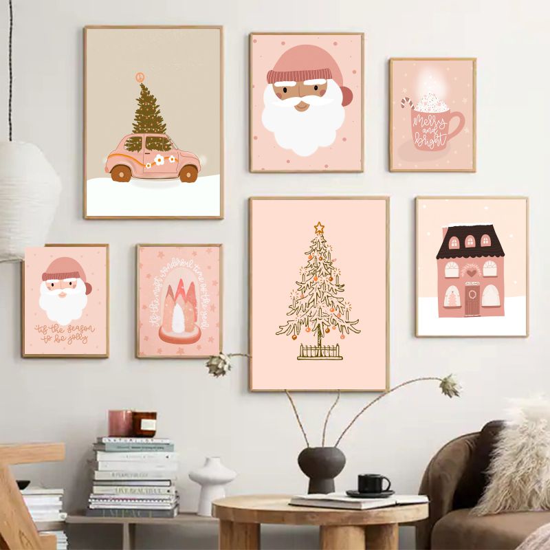 Tranh Canvas Treo Tường Trang Trí Hình Cây Thông Giáng Sinh Độc Đáo