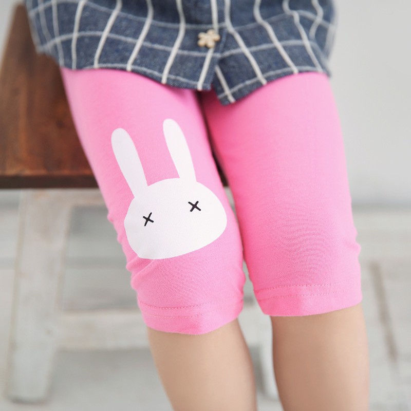 [Hàng QCCC] Quần legging lửng cotton bé gái 2-9 tuổi quần ngố thun in hình thỏ chất nhẹ mát