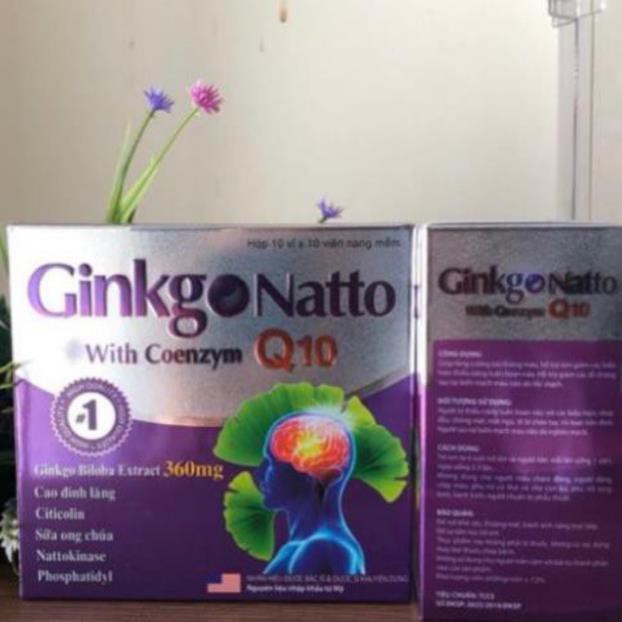 GINKGO NATTO Q10 giảm hoa mắt chóng mặt rối loạn tiền đình phòng ngừa tai biến 100 Viên