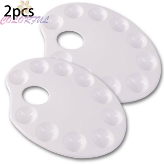 Paint Plate Plate Students Washable Water color 2PCS Palette Tray Paint Art Artist 10 Holes Easy Clean Acrylic