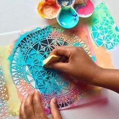 Pet Stencil - Khuôn hình trang trí họa tiết vuông - Kích thước 15cm - 01 tấm