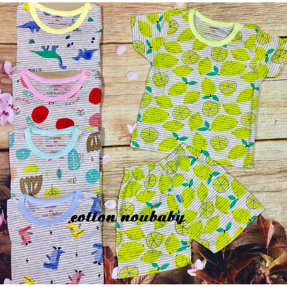 Combo 5 bộ quần áo trẻ em chất liệu cotton cao cấp Noubaby sợi tre cho bé từ 3-12kg