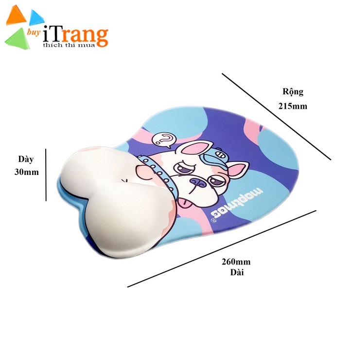 Bàn Di Chuột Silicon có đệm tay hình cún dễ thương