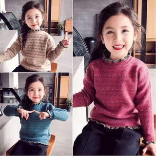 Áo len cổ cao lót lông cho bé gái siêu xinh