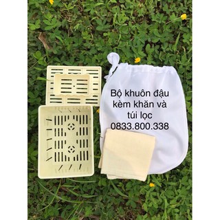 Bộ khuôn làm đậu bằng nhựa kèm khăn và túi lọc size S