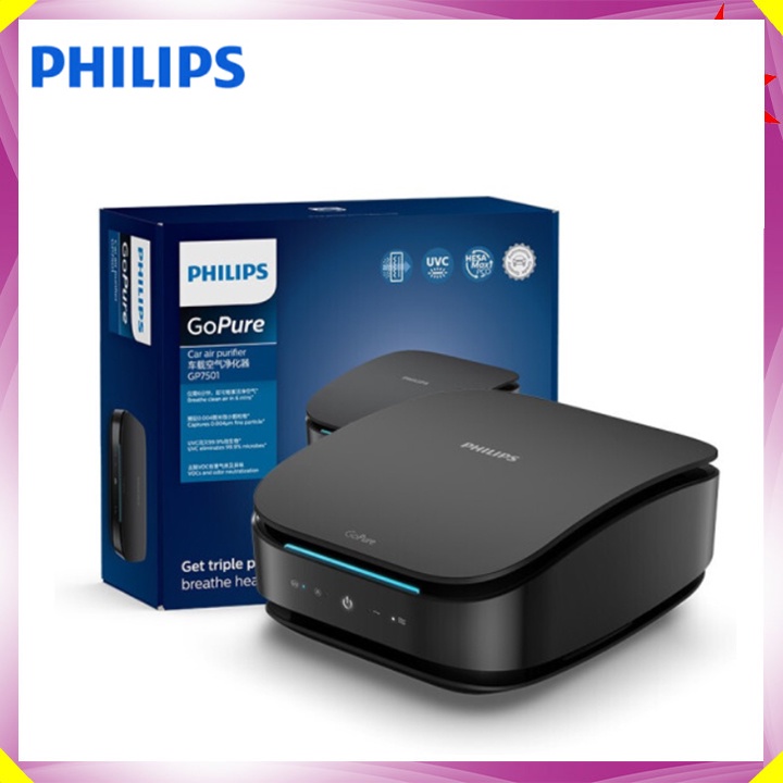 Máy khử mùi, lọc không khí trong ô tô Philips GP7501 - Sử dụng bộ lọc HESAMax PCO đời mới - Hàng Nhập Khẩu