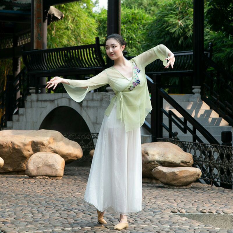 Áo voan múa cổ trang thêu hoa A122 Trạng Phục Đồ múa Tịnh Nhi | BigBuy360 - bigbuy360.vn