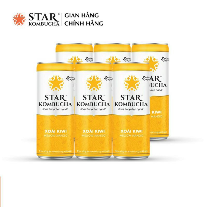 Lốc 6 lon đủ vị thức uống lên men bổ sung lợi khuẩn STAR KOMBUCHA (250ml/lon)