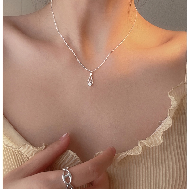 Vòng cổ Mặt Hình Giọt Nước Đính Đá Zircon Thời Trang Đơn Giản Cho Nữ