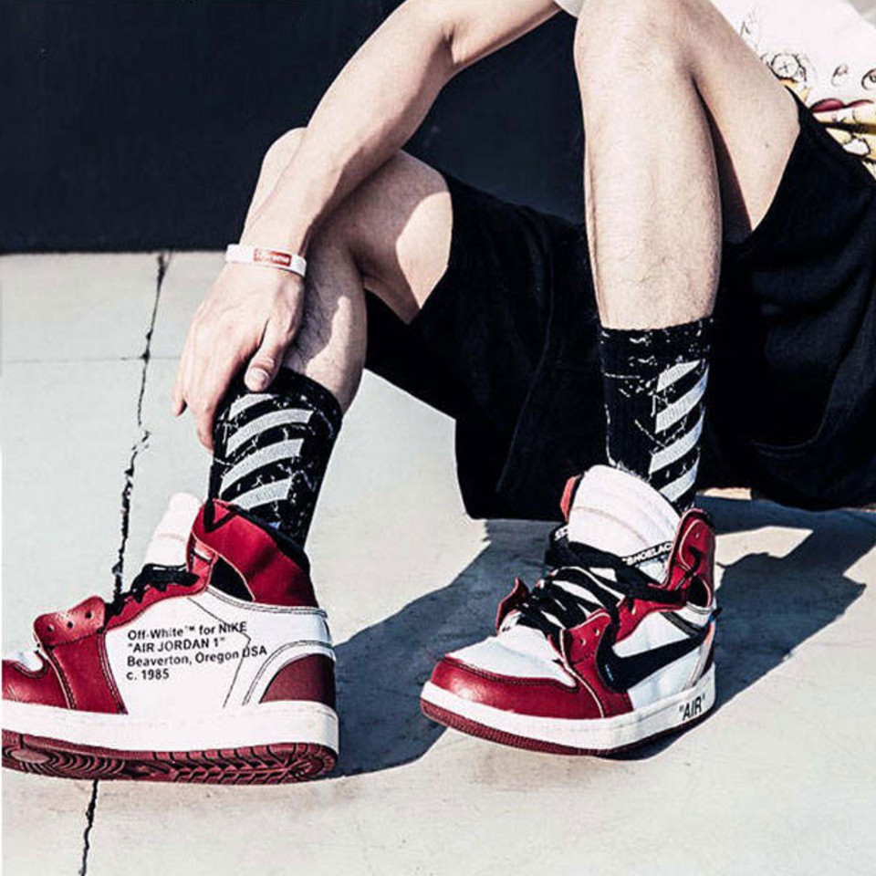 Tất Off White Marble Hight 01