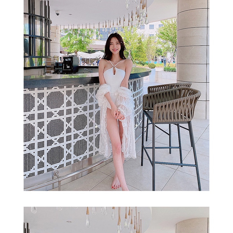 Bikini 1 mảnh yếm hở lưng đồ bơi đi biển liền thân che bụng sexy Hàn Quốc nâng ngực 2558 DK5T104