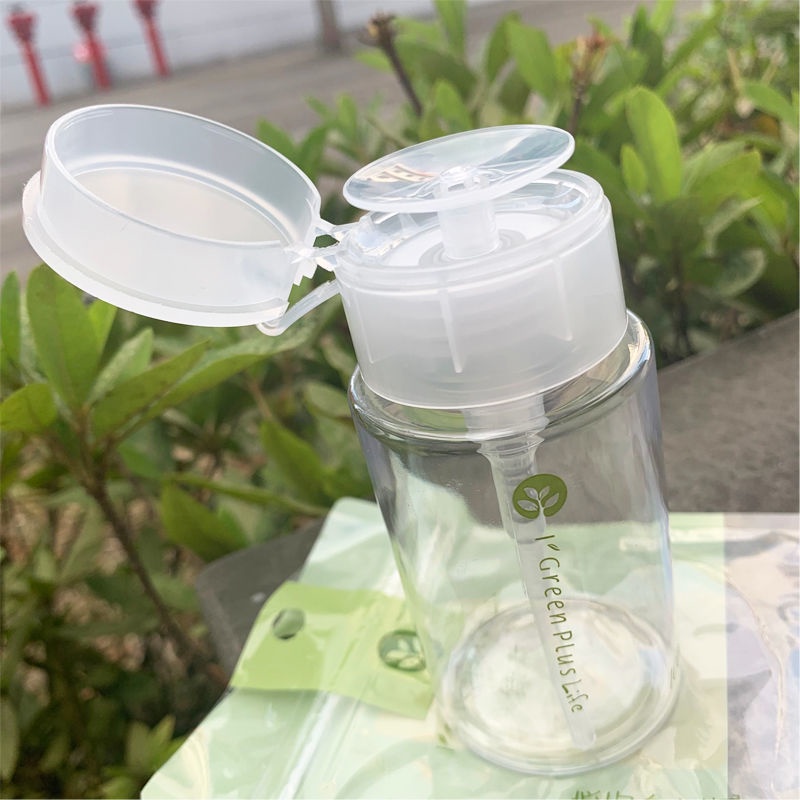 Chai rỗng nắp gập có thể nhấn và lấy lười biếng 100ml có thể chứa nước tẩy trang, nước trang điểm trong suốt và có thể ấn bằng một tay