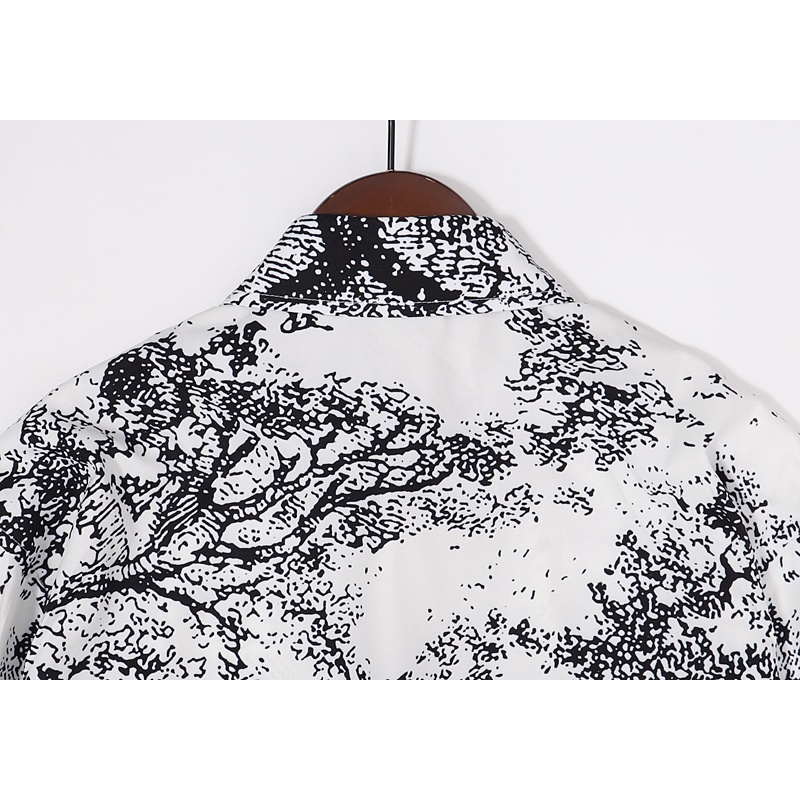 Mới Áo Sơ Mi Unisex Tay Dài In Họa Tiết