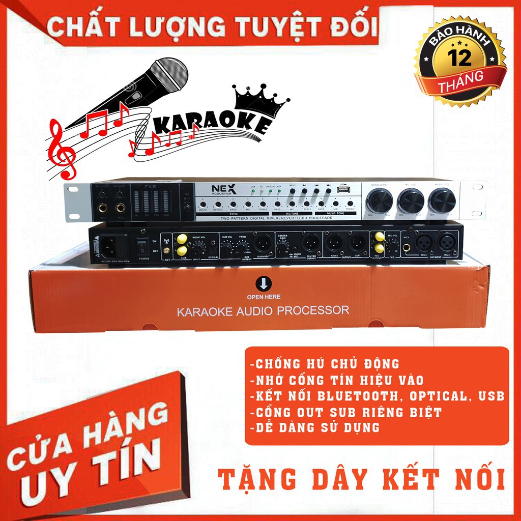 Vang Cơ chống hú NEX FX8, Có Cổng Quang-Bluetooth, USB, Hàng Chuẩn Main Xịn 100%