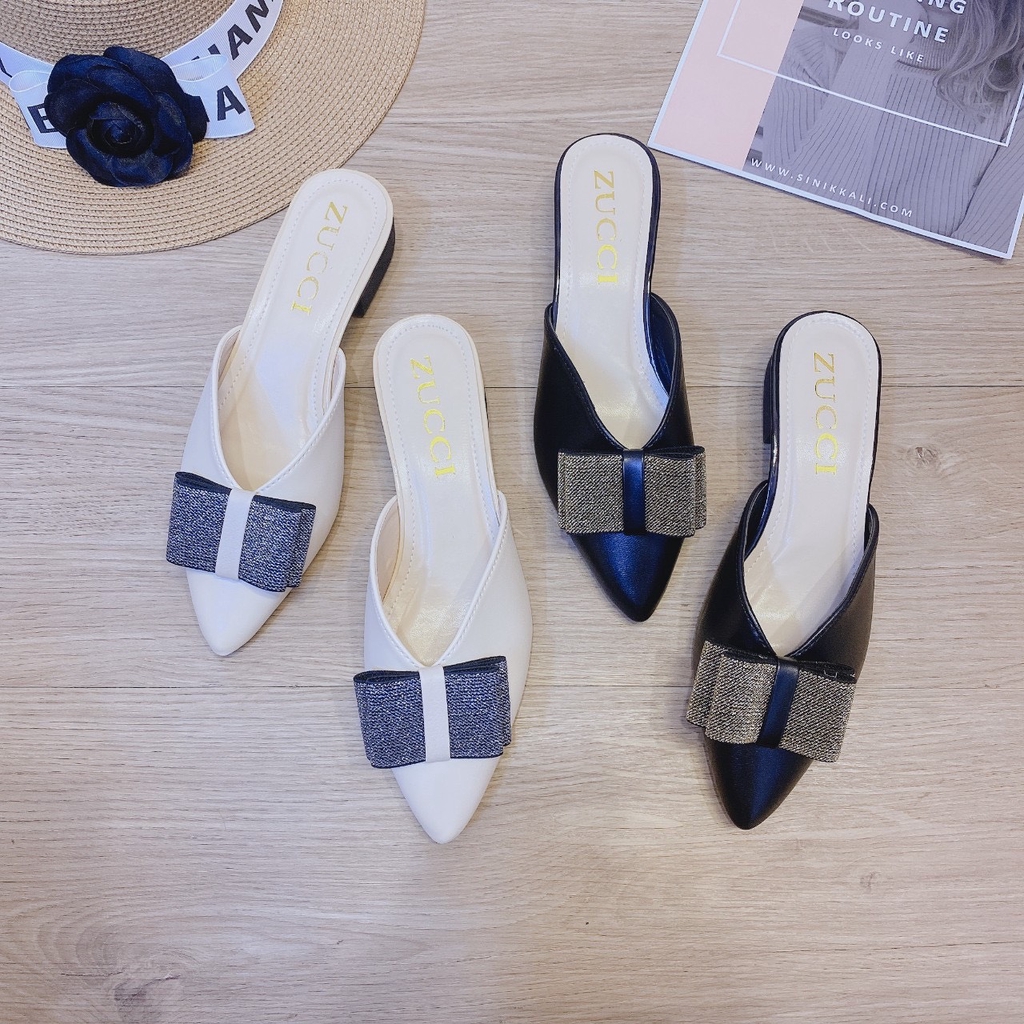 Hài nữ đẹp, sục nữ đẹp đính nơ, thiết kế hiện đại, đủ size mã T191 | BigBuy360 - bigbuy360.vn