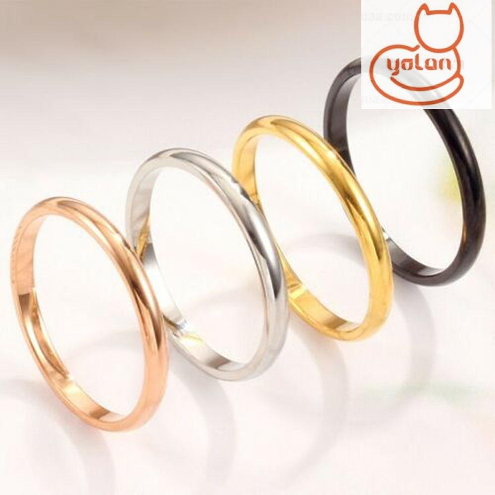 Nhẫn đeo ngón tay bằng thép không gỉ nhiều màu thiết kế đơn giản thời trang size 3-10 2mm