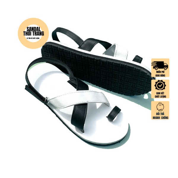 Giày sandal xỏ ngón nữ nam A24 quai mix trắng đen sandal đi học nữ nam xăng đan quai hậu học sinh [ẢNH THẬT 100%] giá rẻ
