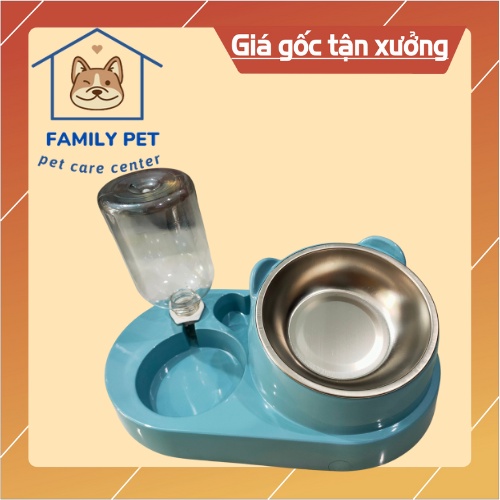 Bát inox đựng thức ăn tự động cho chó mèo, bát ăn đôi cho chó mèo