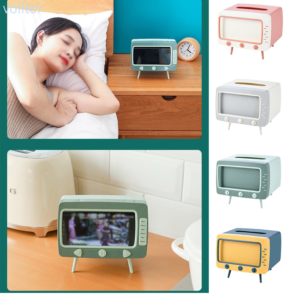 Hộp nhựa đựng khăn giấy và điện thoại kiểu TV tùy chọn màu sắc