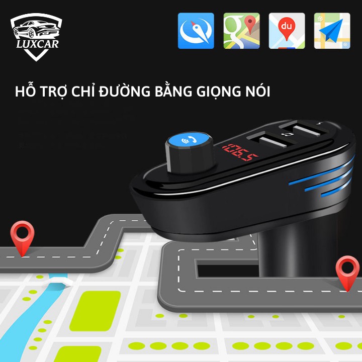 Tẩu Nghe Nhạc Bluetooth LUXCAR Kiêm Sạc Nhanh Trên Xe Ô TÔ