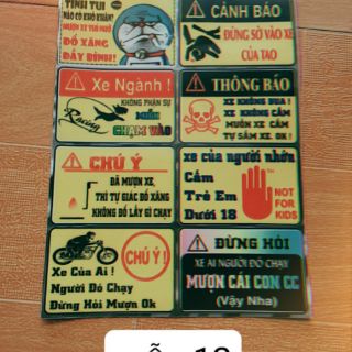 Decal,tem cảnh báo mini dán xe