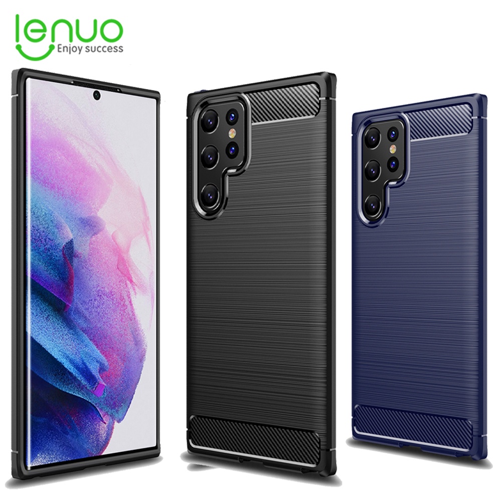 Ốp điện thoại LENUO silicon mềm sợi carbon Samsung Galaxy S22Ultra S22Plus S21Ultra S21Plus S21FE S20Ultra S20Plus S20