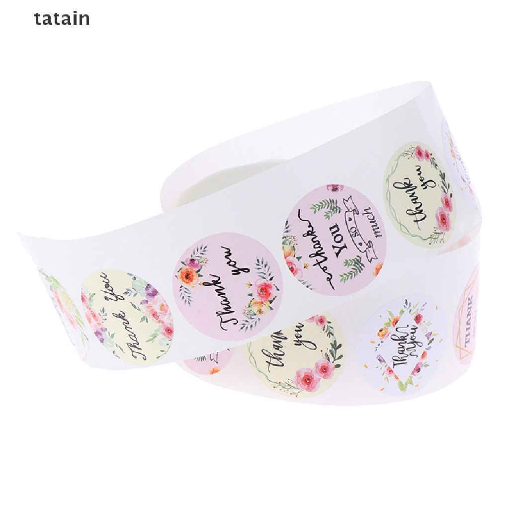 [TAT] 500pcs/roll round floral thank you stickers for package seal labels CVX