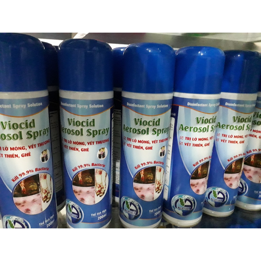 VIOCID AEROSOL SPRAY xịt vết thương chó mèo, xịt móng heo bò.
