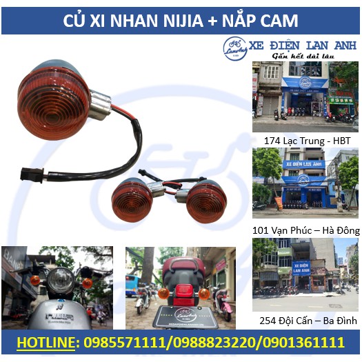 Củ xi nhan xe đạp điện Nijia + Nắp xi nhan cam Nijia