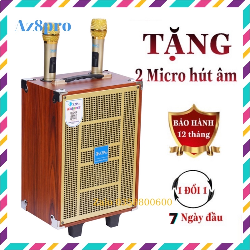 Loa kéo bass 20 vỏ gỗ có chống hú mic ( Azpro Az8 pro ,loa karaoke mini #loa 2 tấc)