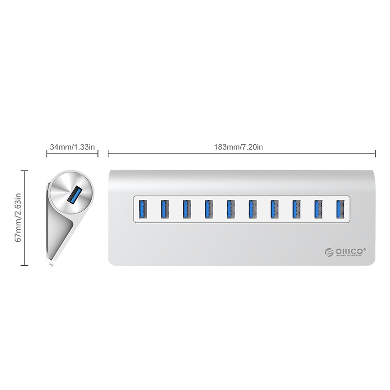 Bộ chia 10 cổng usb 3.0 5Gbps &amp; 3 cổng usb ORICO thích hợp cho iPhone macbook pro (M3H10)