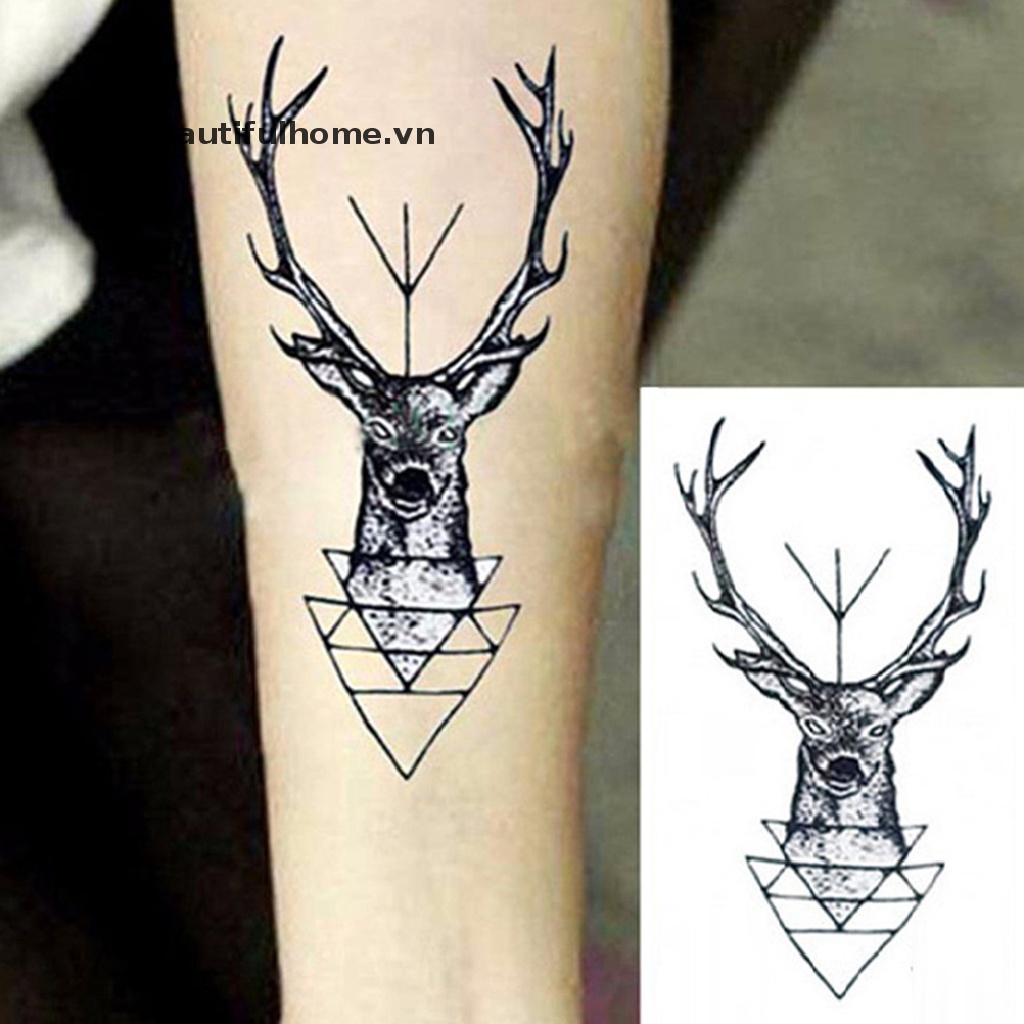 (Hàng Mới Về) Hình Xăm Dán Đầu Hươu Chống Thấm Nước