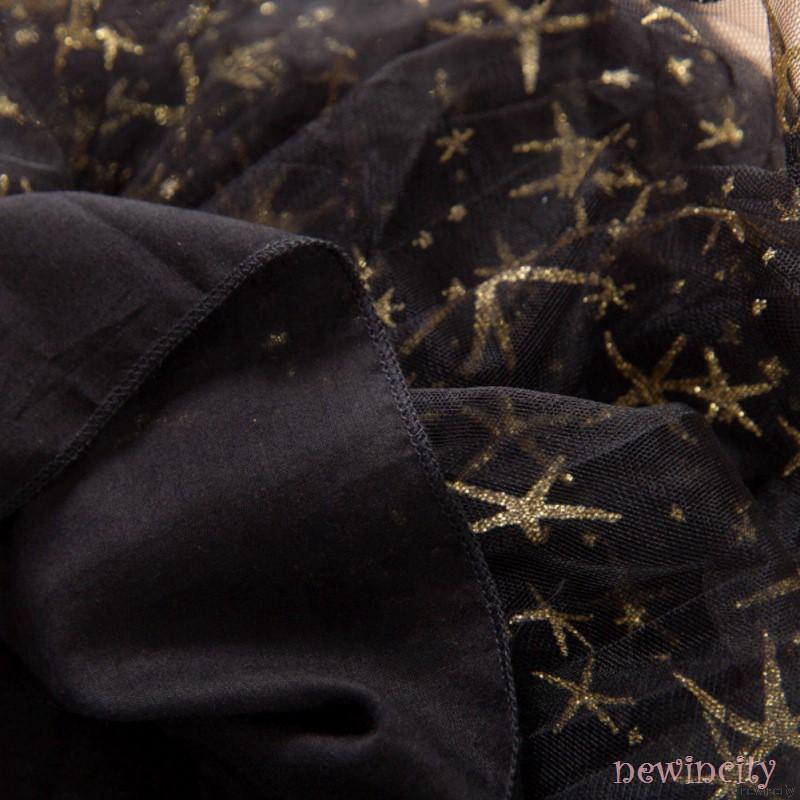 Đầm bé gái tay dài phối lưới họa tiết ngôi sao