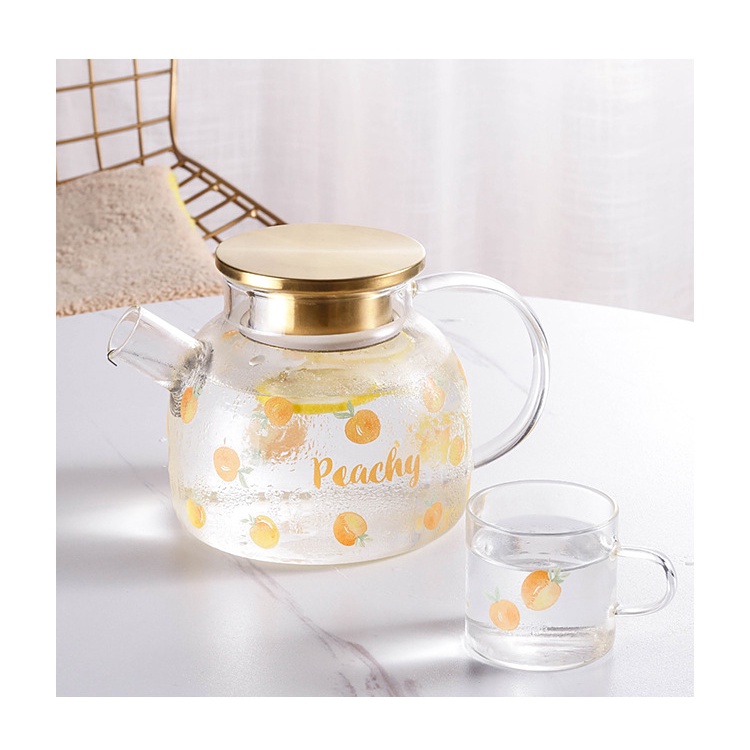BỘ ẤM + 04 CHÉN THỦY TINH HỌA TIẾT ĐẸP MẮT DÙNG PHA TRÀ, DECOR BÀN ĂN, UỐNG NƯỚC, CÀ PHÊ (SẢN PHẨM CHƯA KÈM KHAY)