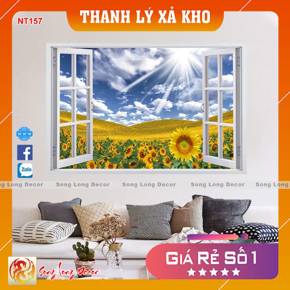 Tranh dán tường 3d Cửa Sổ - NT157 Tranh 3D Không Gian Sống  - Song Long Decor