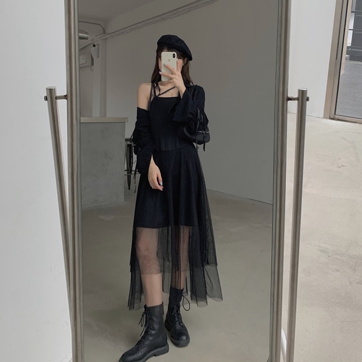 Đầm hai dây dáng xòe Emilyshop ulzzang
