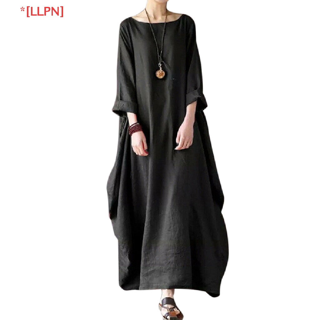 [loyaltysun.vn] Đầm Maxi Dài Vải Lanh Cotton Dáng Rộng Kích Thước Lớn Phong Cách Boho Đơn Giản Cho Nữ Chào Mừng Kaftan Welcome