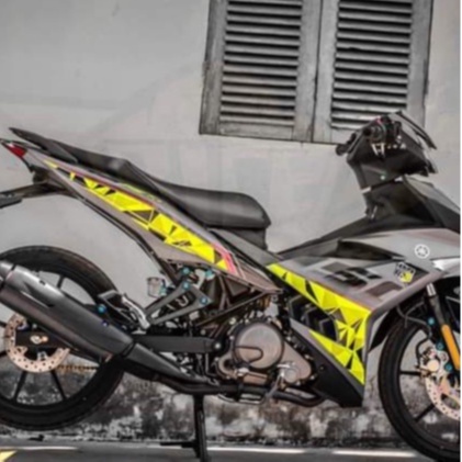 Tem rời exciter 150 y15zr màu vàng chanh chất liệu keo in mccal màng bóng.