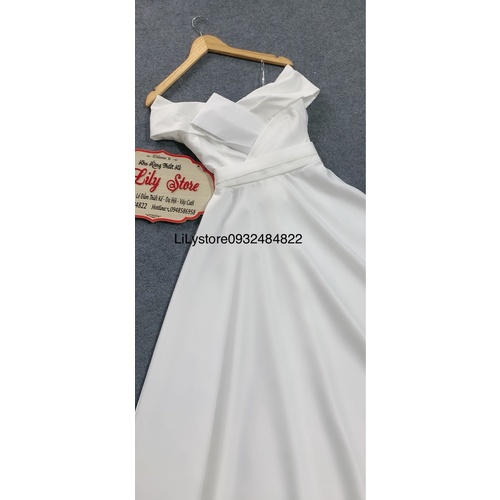 ĐẦM CÔ DÂU BẸT VAI  XẾP LY BO EO full size S/M/L/XL ( ẢNH VÀ VIDEO DO CHỦ SHOP TỰ CHỤP 10000%)