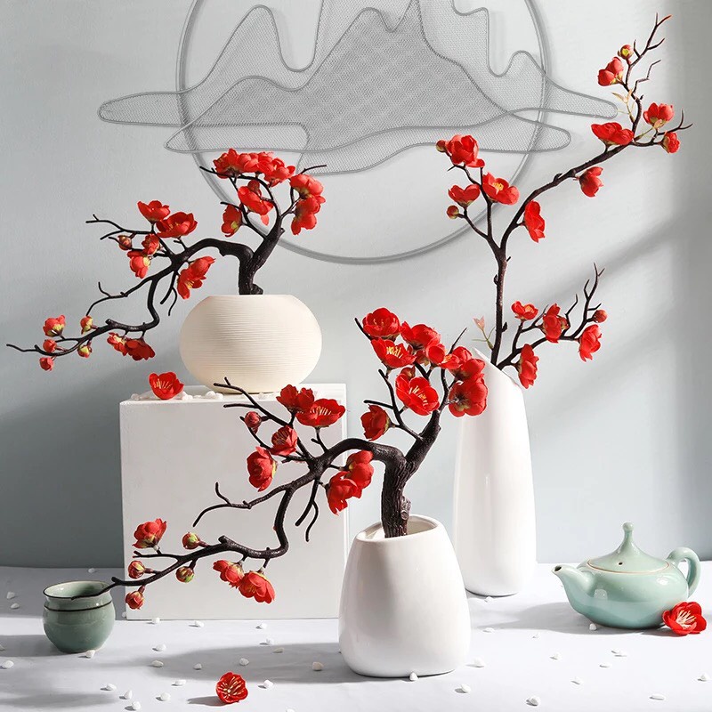 Cành Đào, Mận Thế Bon Sai Tài Lộc Trang Trí Nhà Cửa Decor