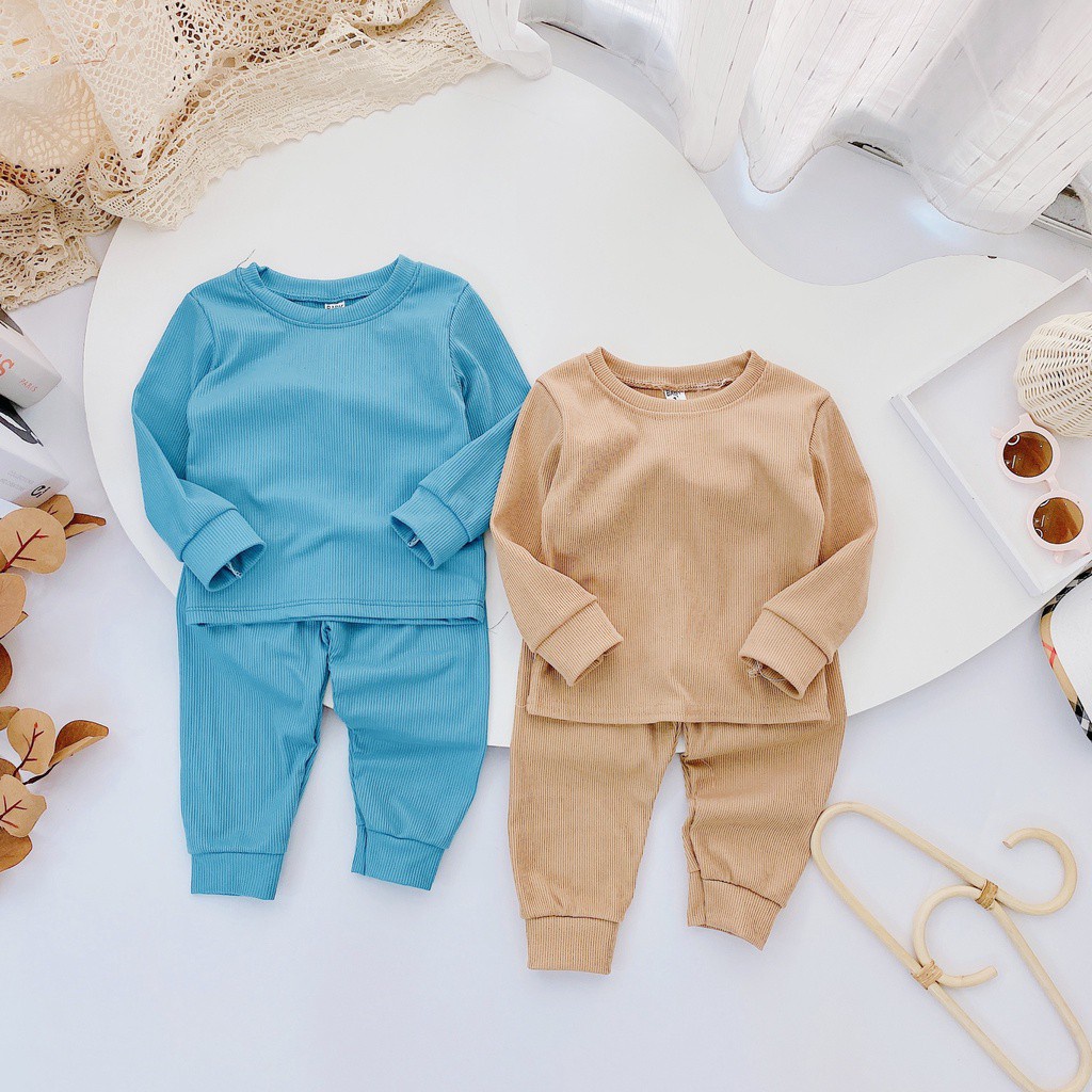 Đồ bộ quần áo dài tay cho bé len tăm trơn AM794 TTR80