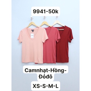 Q9941 - 	áo thun f21 cổ tim, tay ngắn, trơn