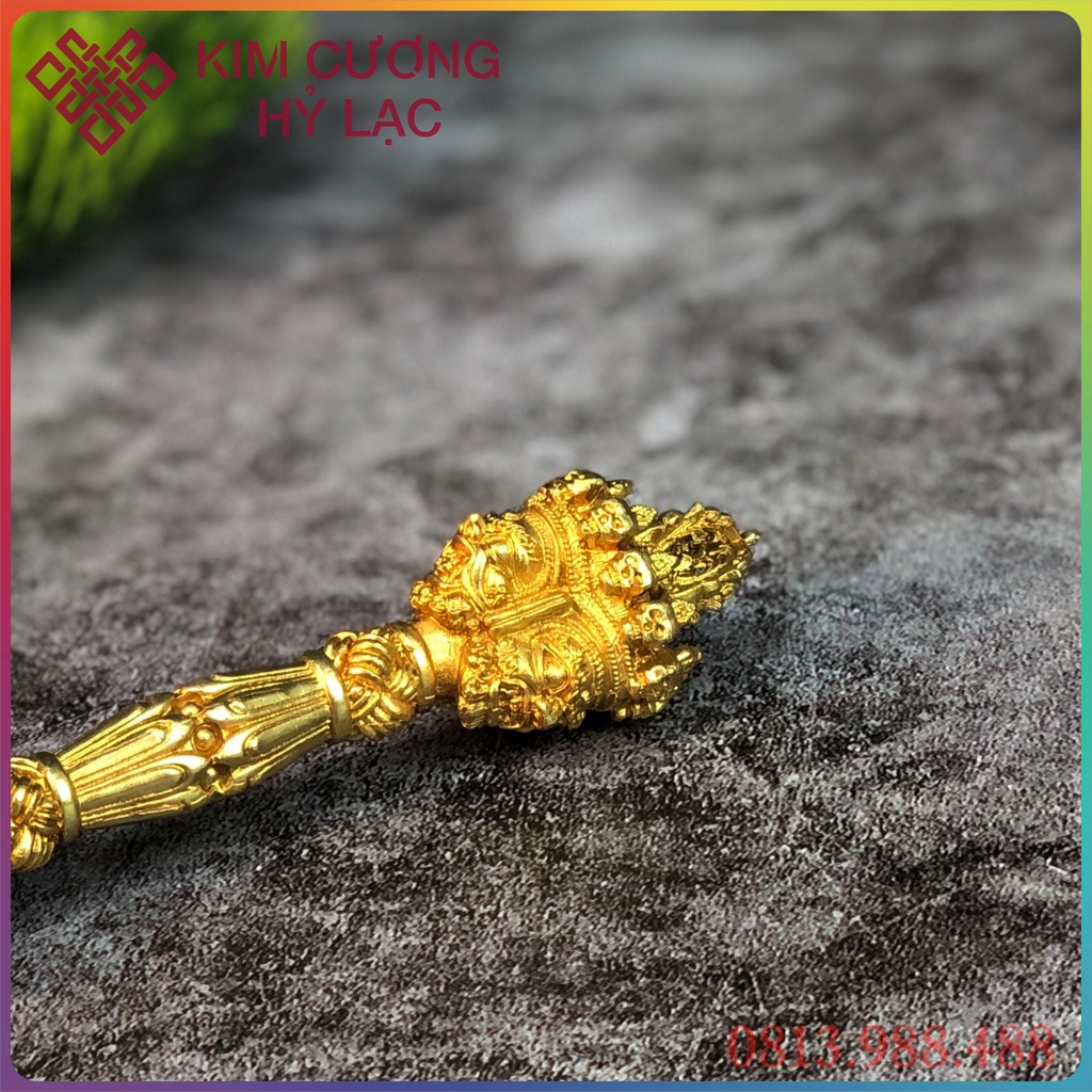 Pháp Khí Phổ Ba Mật Tông (Phurba) [Kim Cương Hỷ Lạc] Bằng Đồng 22Cm